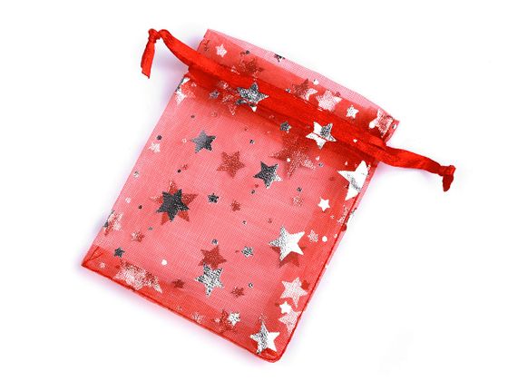 Karácsonyi ajándékzsák 7x8,5 cm-es organza csillag